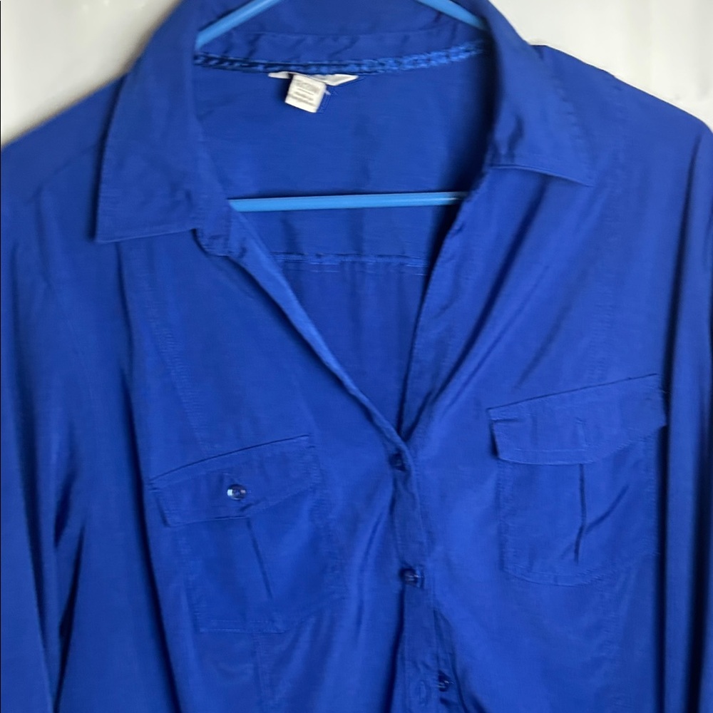 Elegant Blue Women's Button Down Shirt